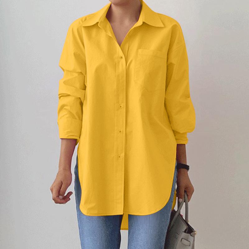 ZANZEA Women Turn Down Collar Loose Casual Long Sleeve Button Blouse