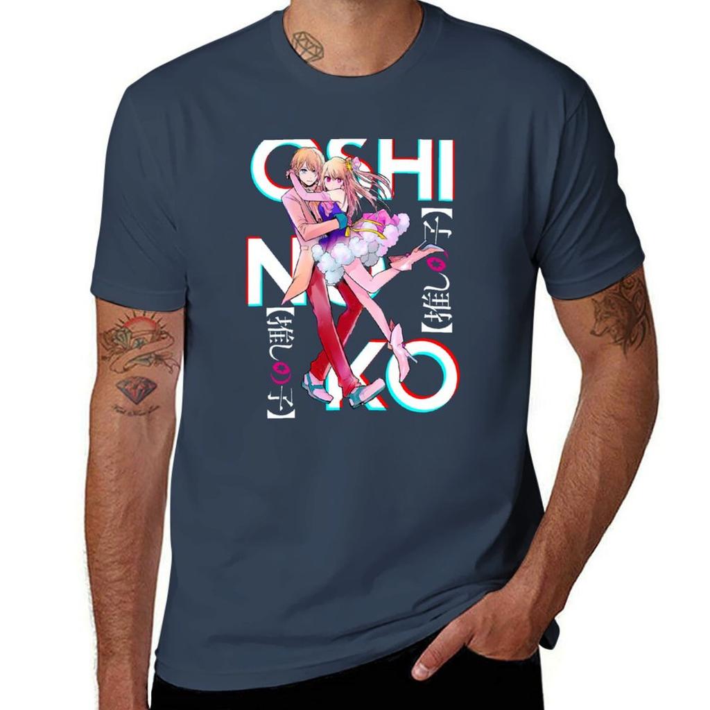 Brother and Sister Oshi No Ko Ruby Aqua On Black Active Tshirt Vintage Sublime Oversized T Shirts for Men