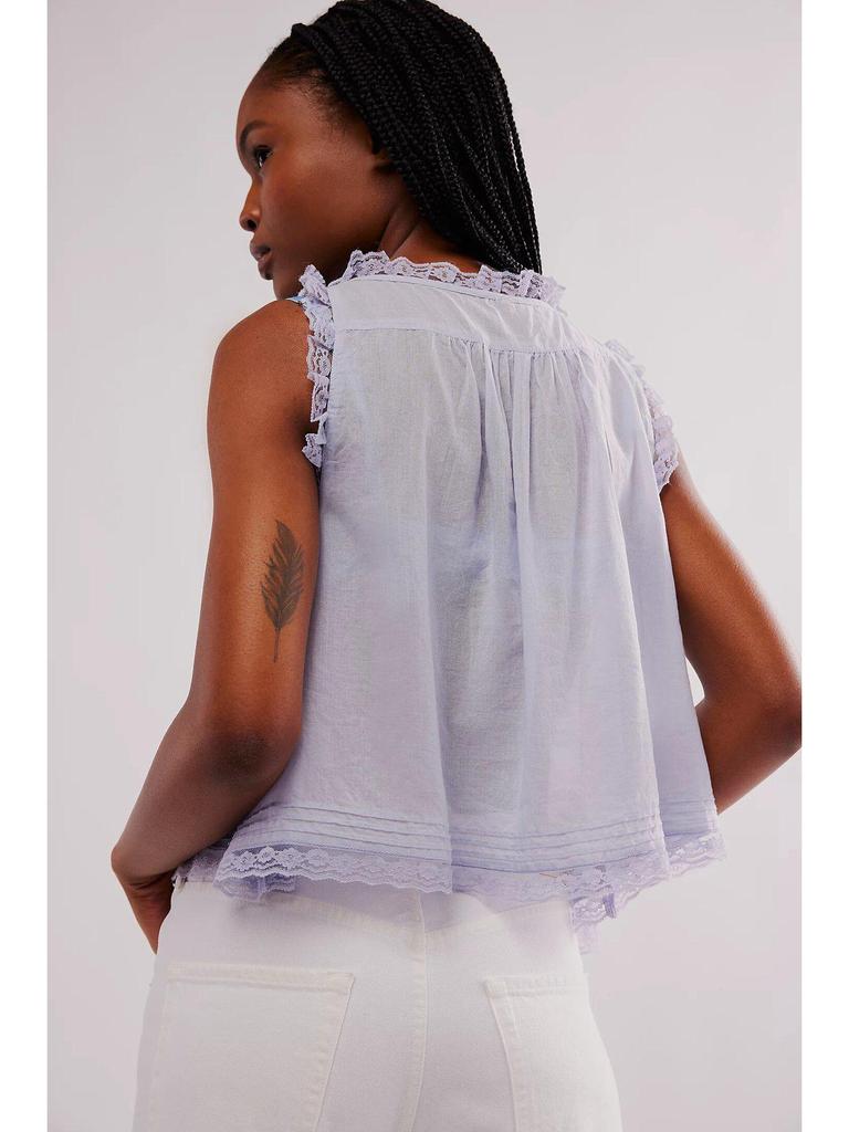 Damen Slim Fit Tanktop mit Spitzenbesatz