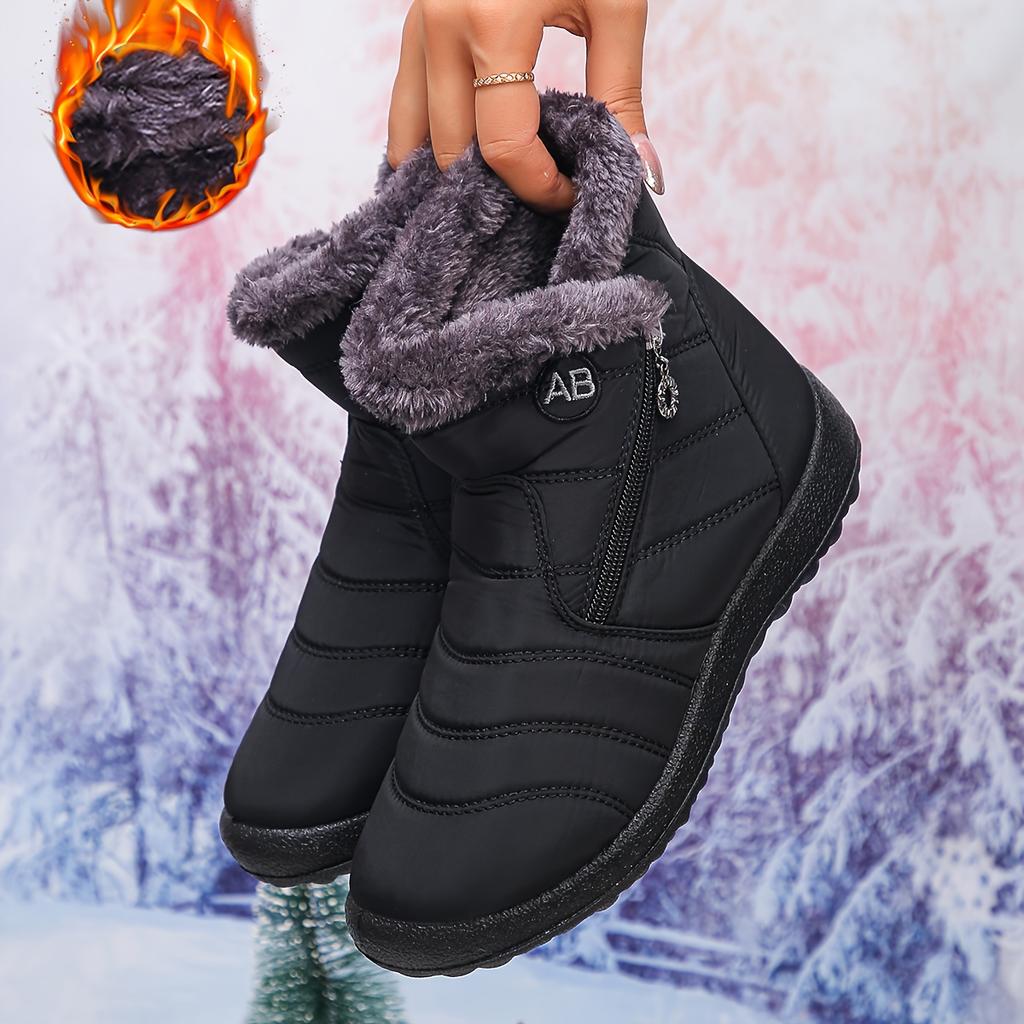 Women's Ankle Booties with Fuzzy Collar Stylish Winter Footwear Comfortable Slip on Design Trendy Short Boots
