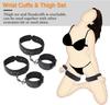 NEW  Sex Bondage Restraints Kit 3 in 1 Leather Thigh Sling Breasts Belt Behind Back Handcuffs Open Legs SM Slave Fetish