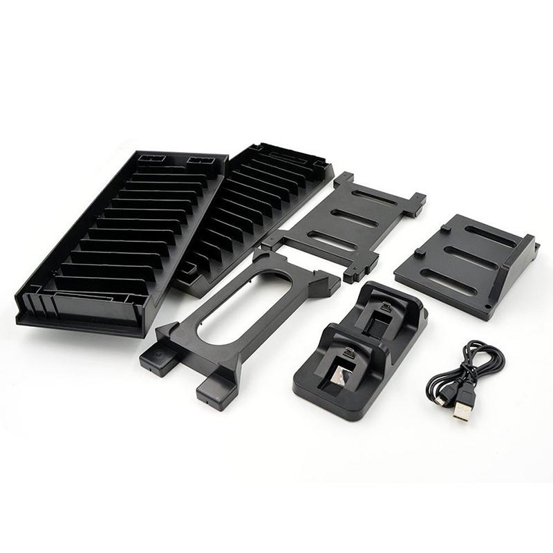 Game Disk Tower Vertical Stand for PS4 Dual Controller Charging Dock Station for  4 PRO Slim