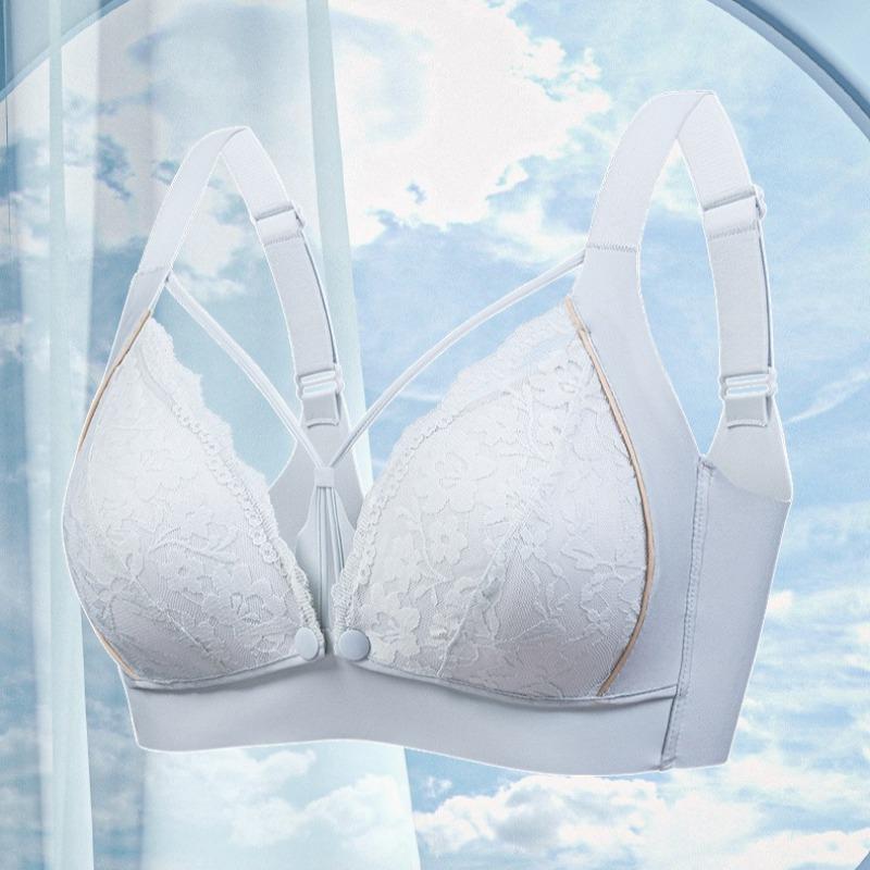 Tea Fiber Push-up Wire-free Maternity Bra Thin Front-opening Nursing Bra