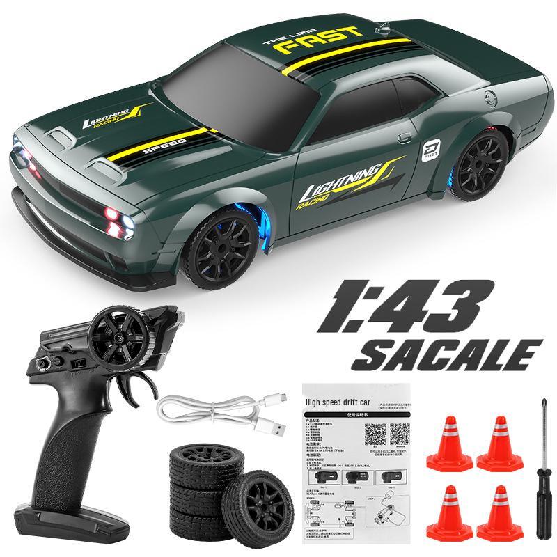 1:43 Scale 4WD RC Drift Car with Gyroscope, 7-Color Lights, and Alloy Chassis