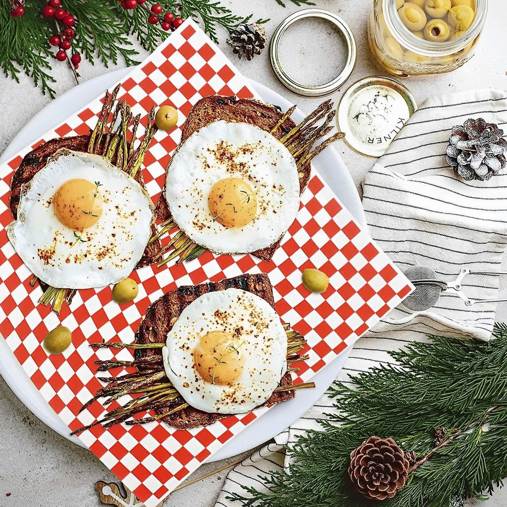 400Pcs Greaseproof Paper Liners Sandwich Wrapping Paper 4 Colors Wax Paper Sheets for BBQ Picnic Party Fast Food Kitchen