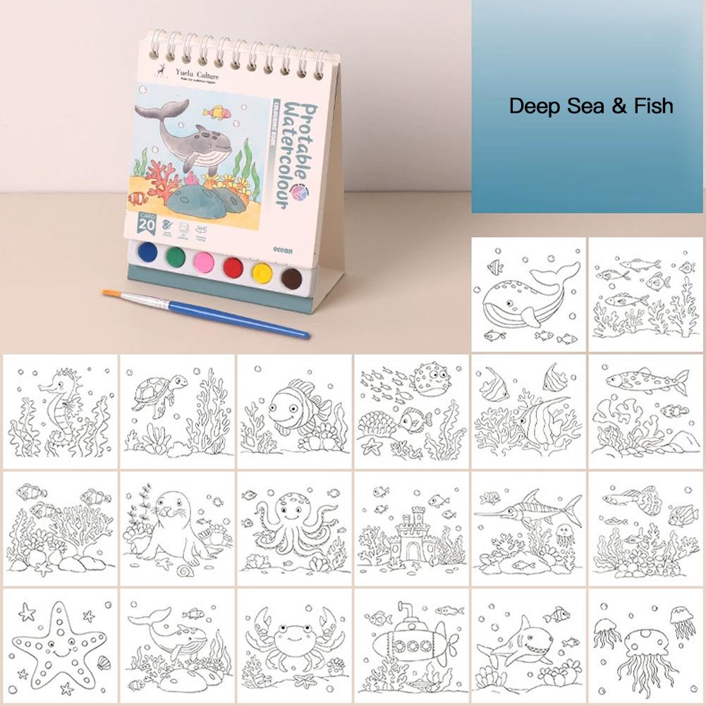 20 Sheet Sketchbook Drawing Picture Book Painting Brush Set Gouache Painting for Students Kids DIY Coloring Book Art Kit