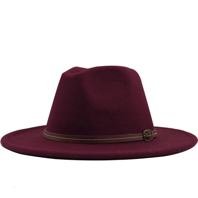 New Women Men Winter Wool Fedora Hat With Leather Ribbon Gentleman Elegant Lady Autumn Wide Brim Jazz Church Panama Sombrero Cap