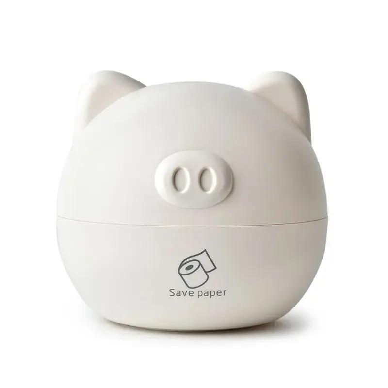 PP Cute Pig Tissue Box Nordic Style Roll Paper Round Container Napkin Holder Household Storage