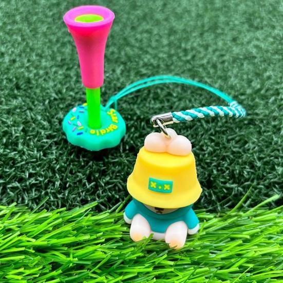 Cartoon Anti Lost Golf Tee Hanger with Tee Plastic Donut Design Golf Tee Ring with Strap Loss Prevention Golf Tee Holder for Men Women Golfers