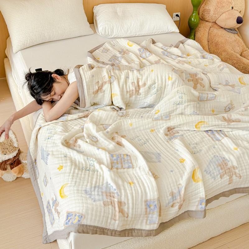100% Cotton Blanket Breathable Towel for Kids Blankets Skin-friendly Plaid Nap Blankets Super Soft Bedsheet Travel Shawl