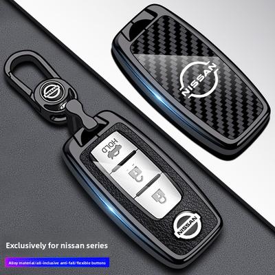Pouzdro na klíče od auta ze slitiny zinku a kůže Qashqai Juke X-Trail Patrol Note Leaf Altima Maxima Murano Tiida Teana Rogue Sentra