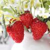 10 Pcs Lifelike Artificial Silk Strawberry Plants with Green Leaves, Real Touch Red Raspberries, Simulation Fruits for Photography Props, Garden Home