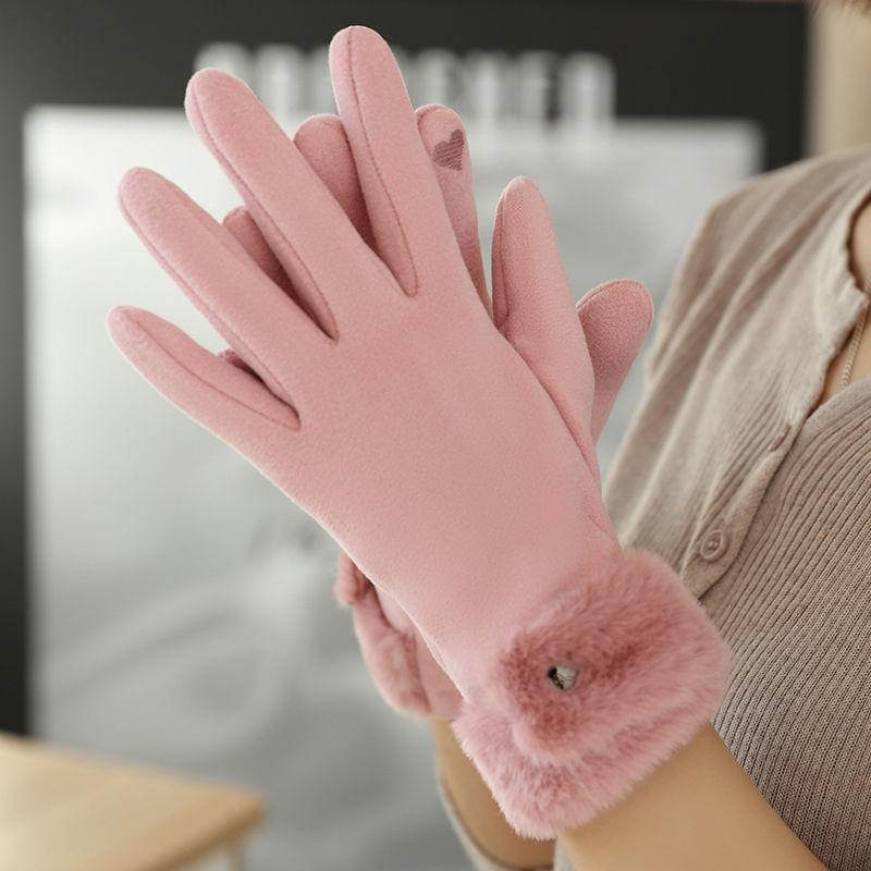 Gants pour femmes d'hiver en velours épaissi nouveaux gants chauds coupe-vent à écran tactile pour le cyclisme