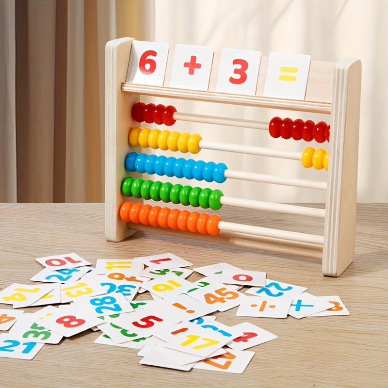 

Wooden Abacus For Kids Math 5-Row Counting Toy With Beads Number Cards Educational Counters For Kids Math Gift For Boys Girls