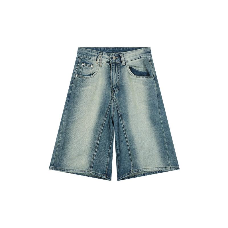 

Женские летние синие джинсы в стиле ретро с высокой талией, свободные тонкие прямые брюки, повседневные шорты Five-minute S