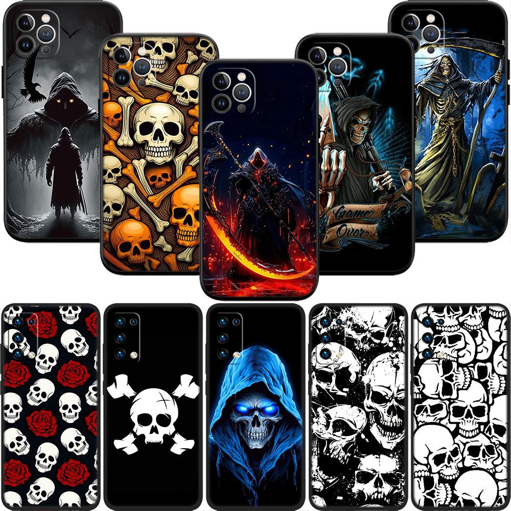 CJ63 Grim Reaper Skeleton Skull Soft Shell Phone Case for OPPO A3 Pro A72 A74 A76 A77 A77S A78 A79 A94 A95 A18 A40M A58