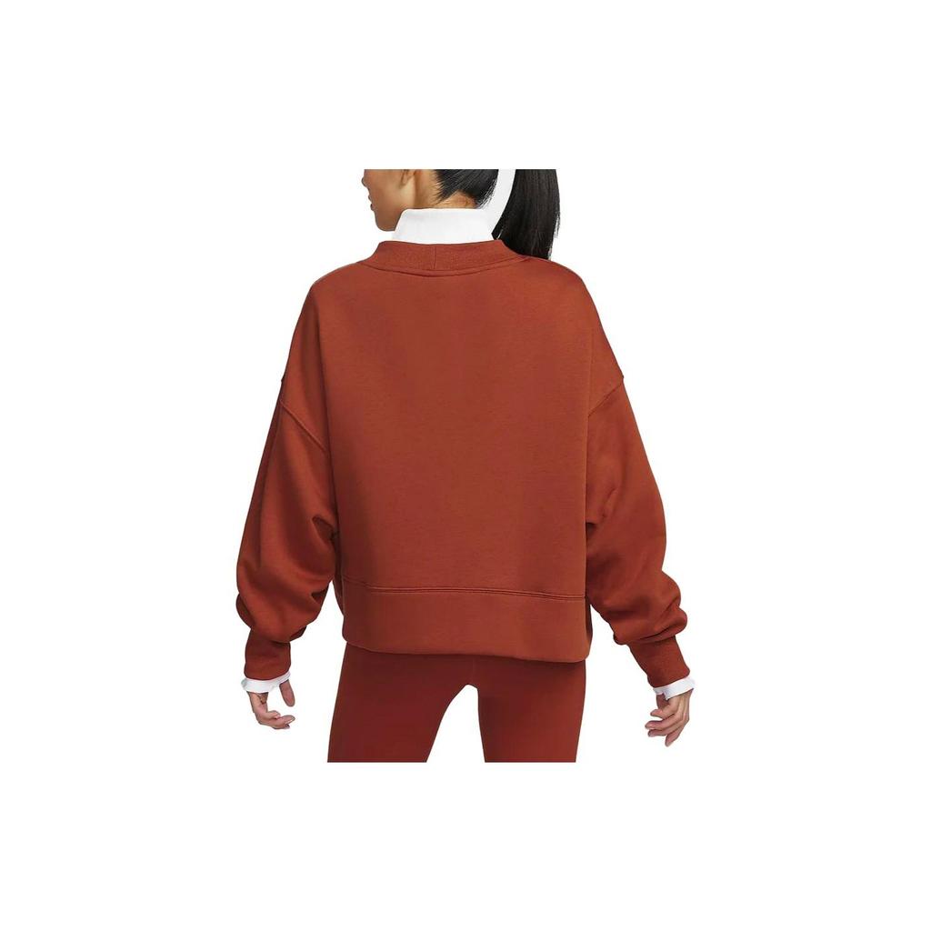 Nike Phoenix Fleece Casual Loose Knit Sweater Women Tops Dark-Orange FB8773-832