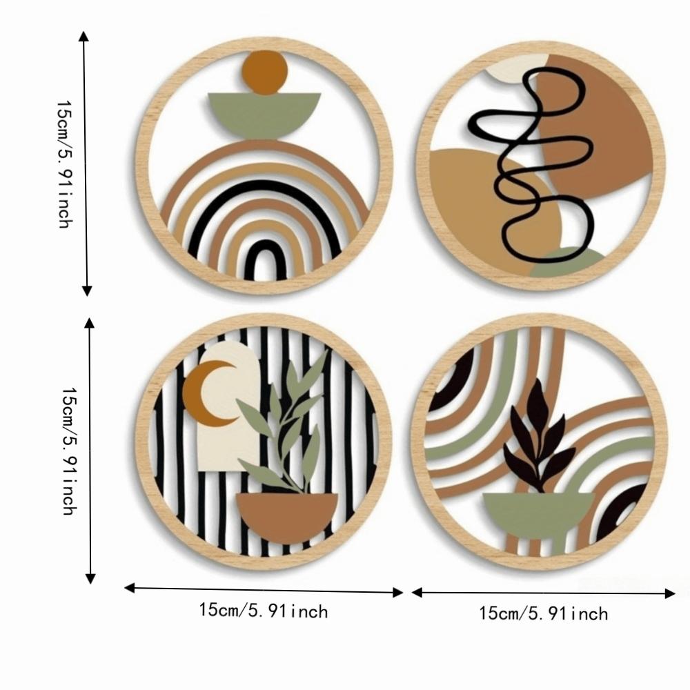 4pcs Round Shape Hanging Signs for Home 2D Wave Wall Hanging Decor Wall Decoration Baby Room