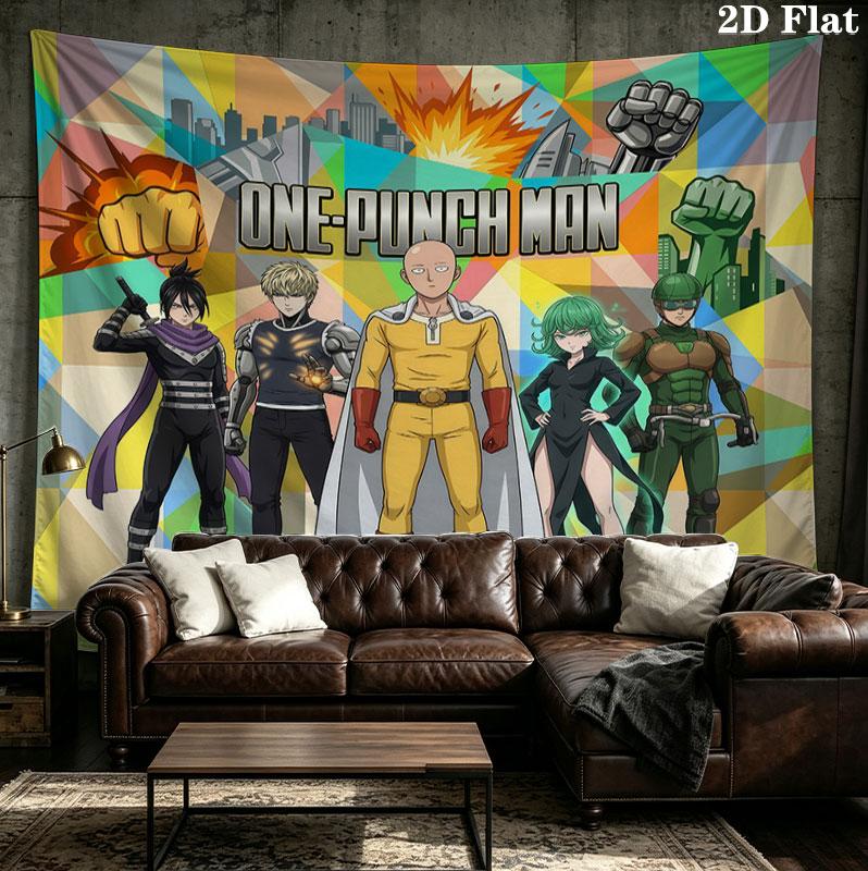 Onepunch Man Wall Tapestry Aesthetic Wall Hanging Printed Fabric Blanket Decorative Tapestries For Bedroom Living Room Home Decor