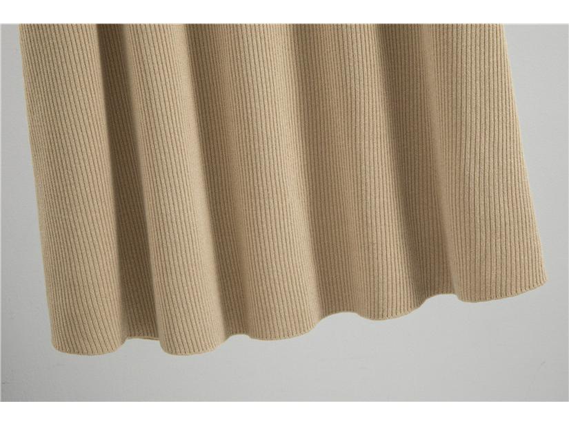 Women's Autumn Winter Knitted Three-Piece Set: Sleeveless Vest, Cardigan Sweater, Midi Skirt.