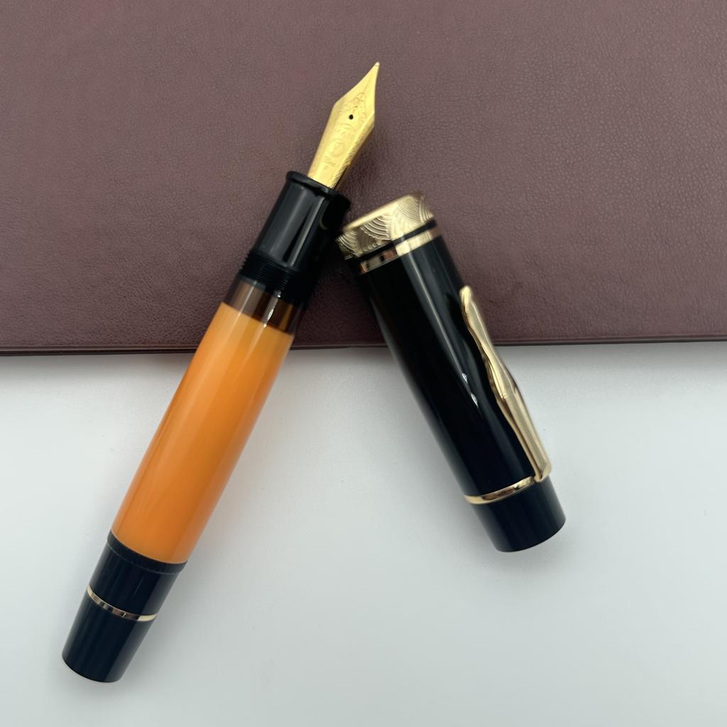 MAJOHN P139 Large Piston Fountain Pen No.6/8 EF/F/M Nib  Hard Rubber Tongue All-copper Piston Writing Pen Limited Black Rock!