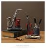 American-Style Saxophone & Violin Resin Pen Holder Desk Ornament for Office and Home Decor