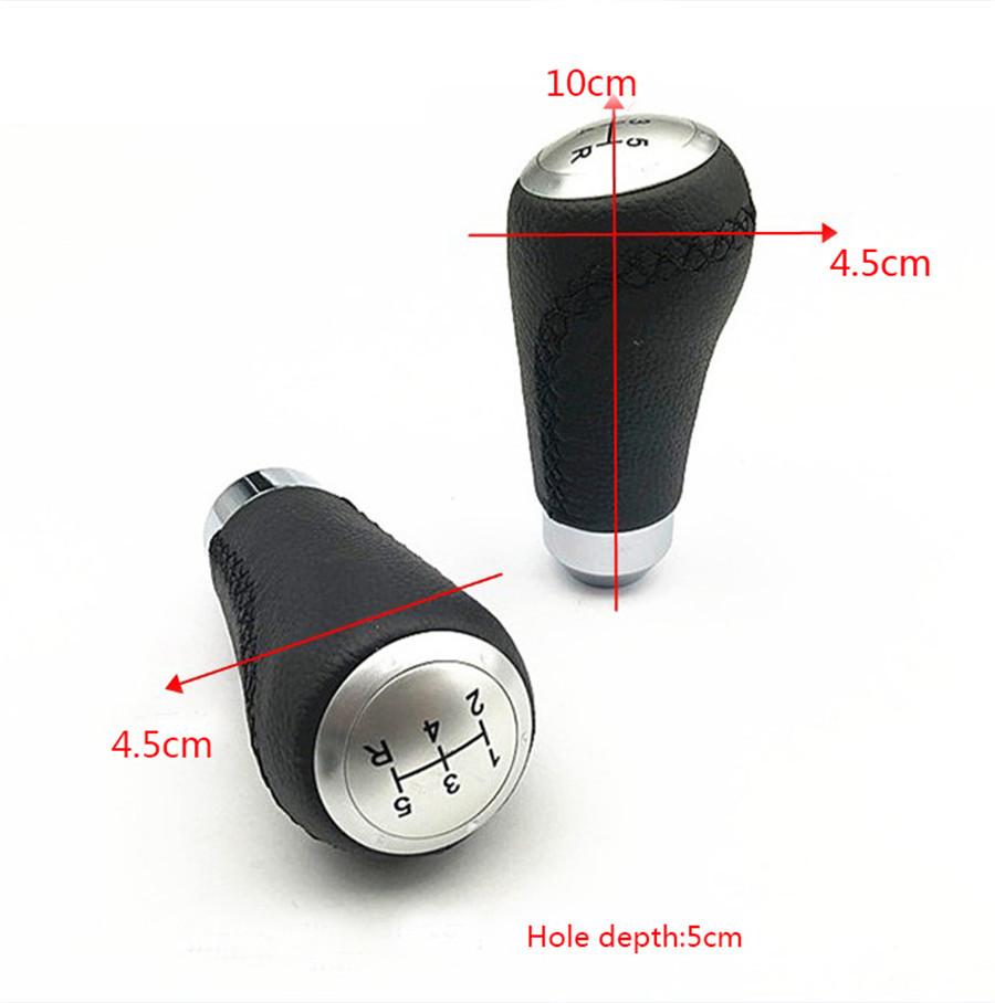 Universal New 5 Speed Leather Black&Red Stitche Manual Car Gear Stick Shift Knob Shifter