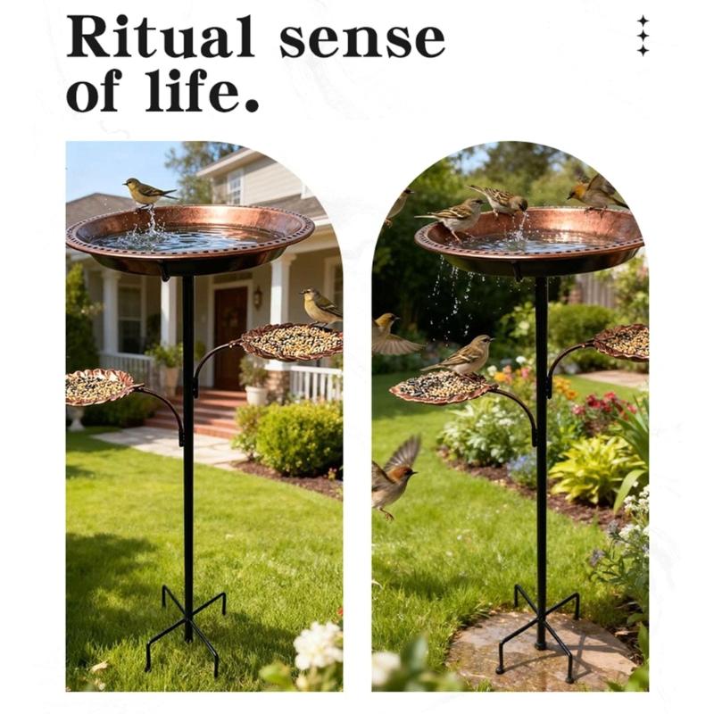 Elegant Metal Bird Bath And Feeder For Garden With Stable 5 Leg Base Attracts Wild Birds Patios Outdoor Decors