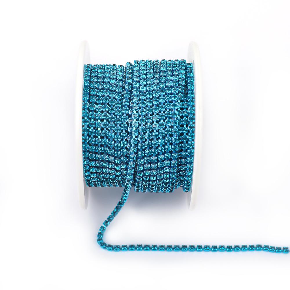 Electroplated Glass Rhinestone Single Row Claw Chain for DIY Costume Accessories