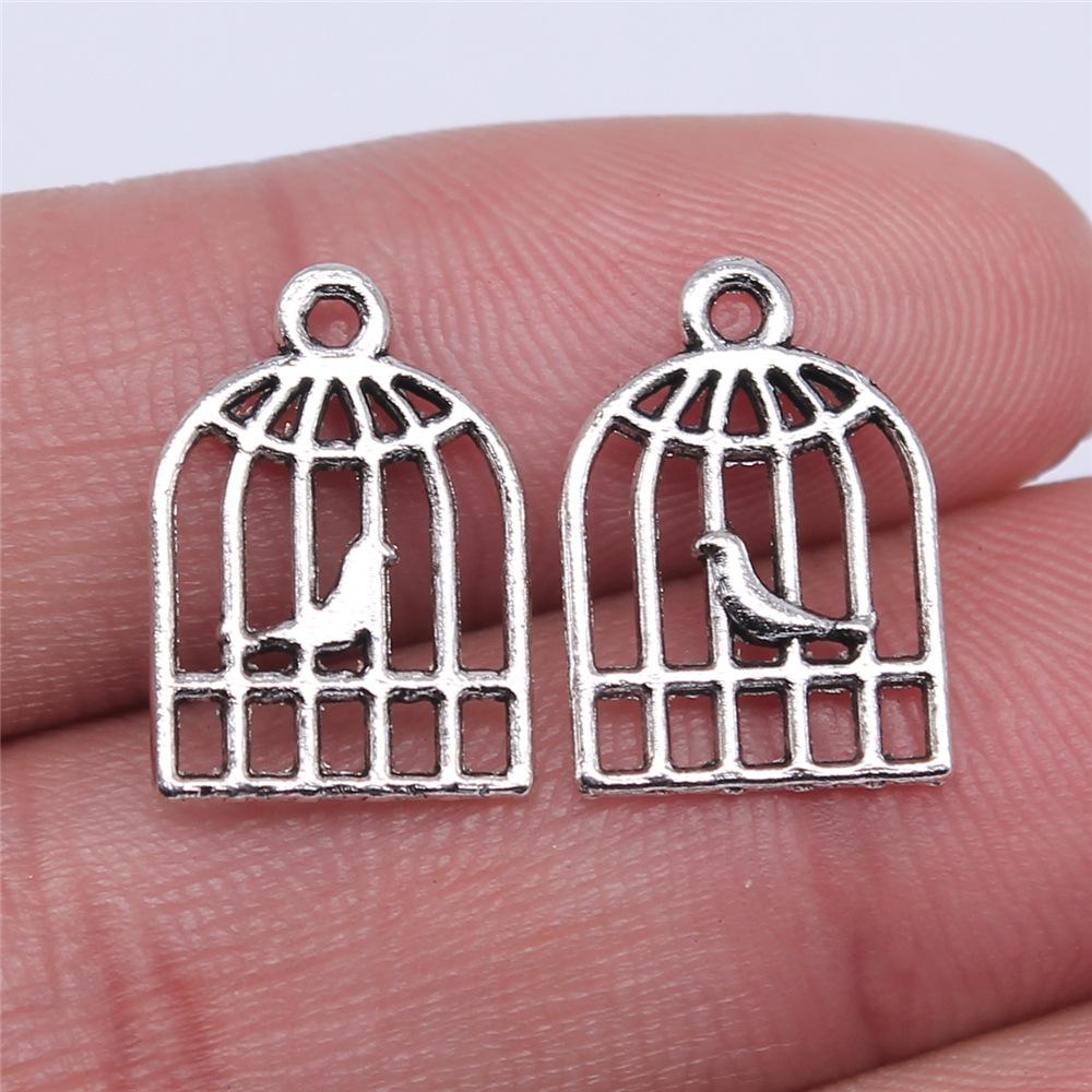 40pcs Charms Lovely Bird Antique Bronze Silver Color Pendants Making DIY Handmade Craft Finding Jewelry