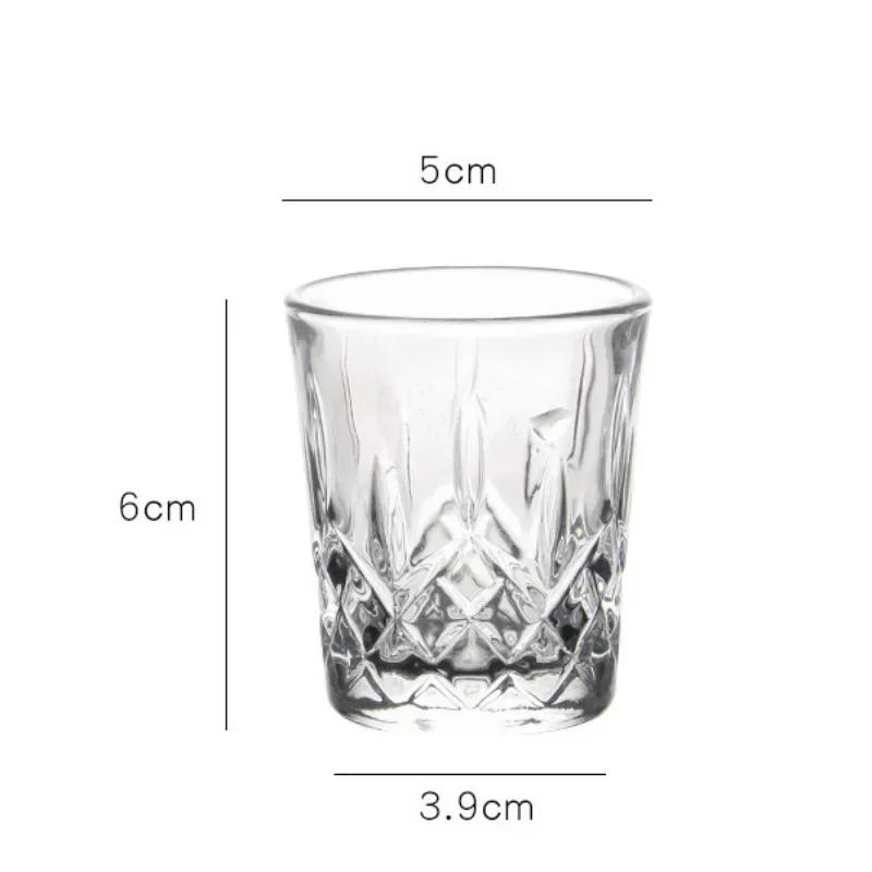 6pcs Spirits Cup 50ml Shot Glass Embossed Design Glass Wholesale Cups Small Capacity Wine Cup Engraved Household Chinese Tea Cup