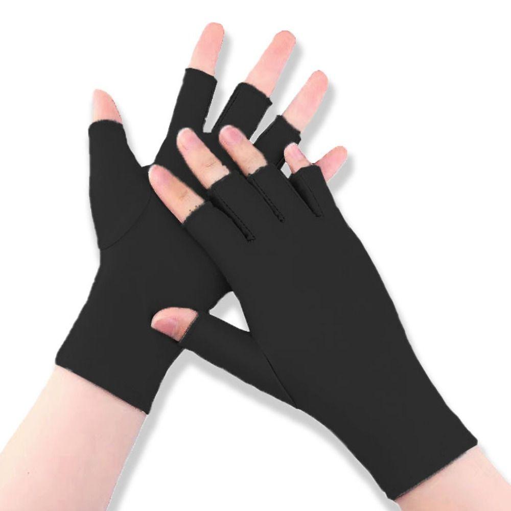 1 Pair Spandex Thin Ice Silk Gloves Semi-finger Half Finger Gloves  Summer