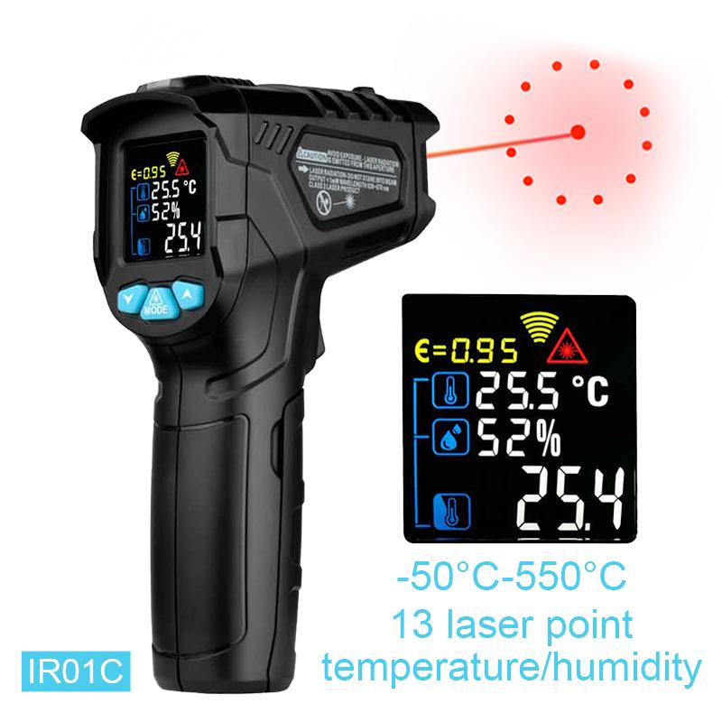 Digital Infrared Thermometer Pyrometer Outdoor Food Kitchen Thermometers Double Laser High Temperature Meter Gun IR02 Heat Meter