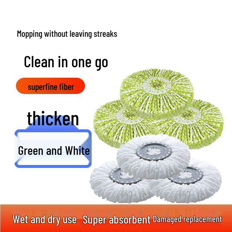 Universal Thickened Rotating Mop Head Replacement - Cotton, Lengthened, Durable