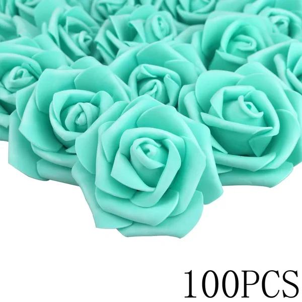 

100 шт. 7 см Реалистичная 3D головка розы Искусственный пенопластовый цветок для свадебной вечеринки, украшения дома 7 CM (100 pièces) зелёный