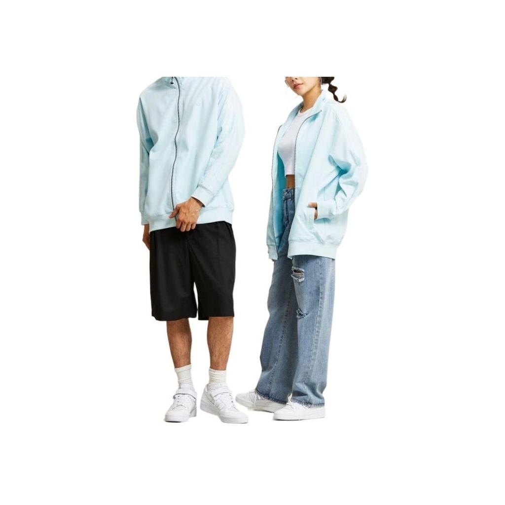 Adidas Solid Color Stand Collar Long Sleeve Jacket Men Outerwear Light-Blue HK2916