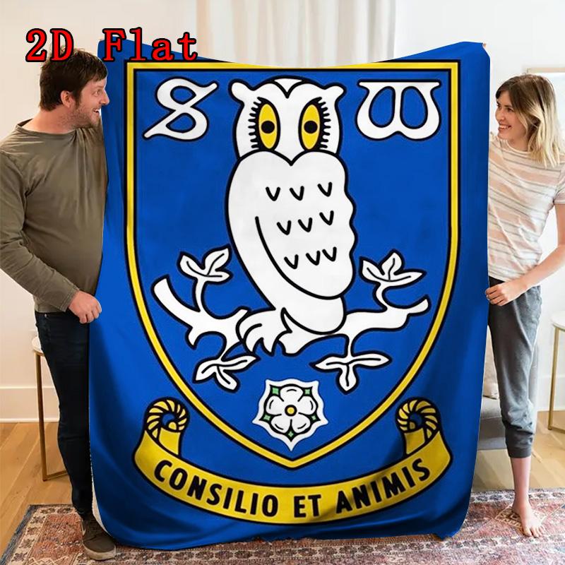 Sheffield Wednesday FC Owl print 2D Flat Pattern Flannel Blanket High quality All Seasons Warmth and Comfort Perfect for Christmas Gifts.P260914542
