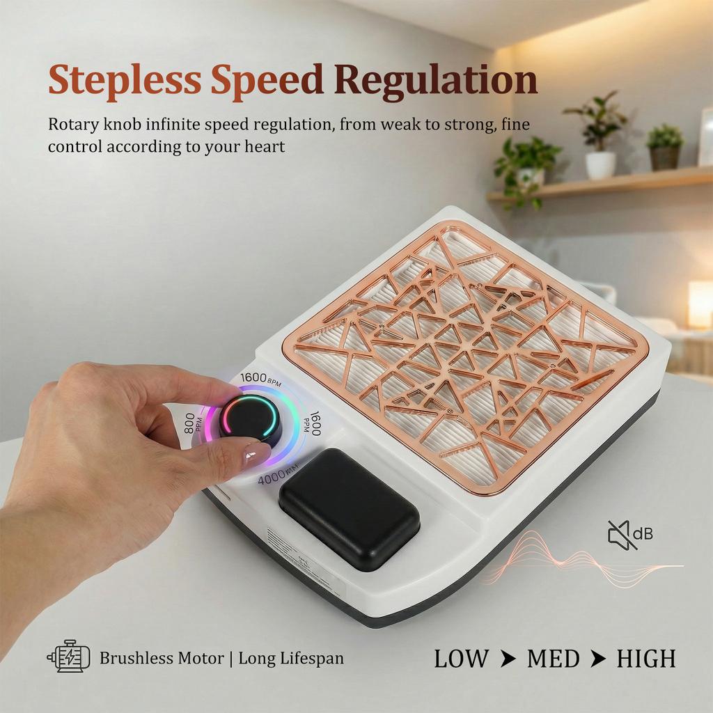 Nail Dust Collector Vacuum Cleaner Manicure Machine Adjustable Speed USB Rechargeable Low Noise Nail Dust Remover Tool