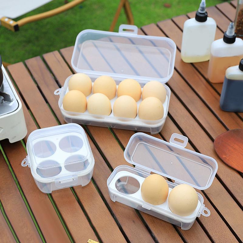 3/4/8 Grids Portable Egg Box Outdoor Transparent Egg Organizer Box For Camping Picnic Barbecue Practical Outdoor Accessories