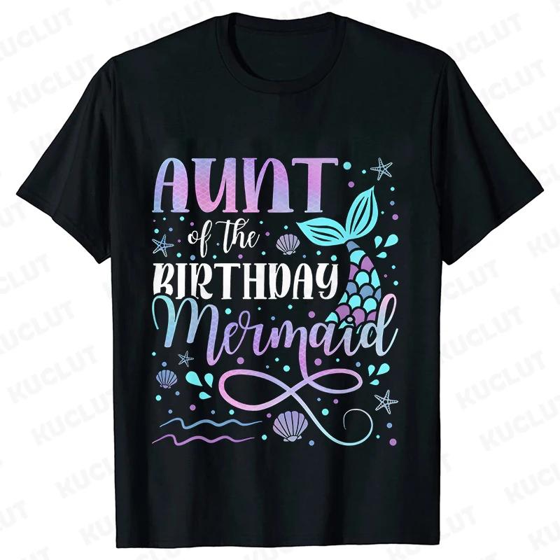Mermaid Birthday Princess Girl Party T-shirt Family Group Matching Siblings Tees Fashion Vintage Unisex Tops Oversized Clothing