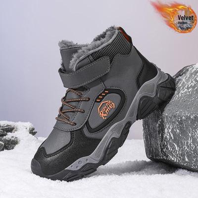 Warme Winter-Wanderstiefel aus Leder und Samt für Kinder
