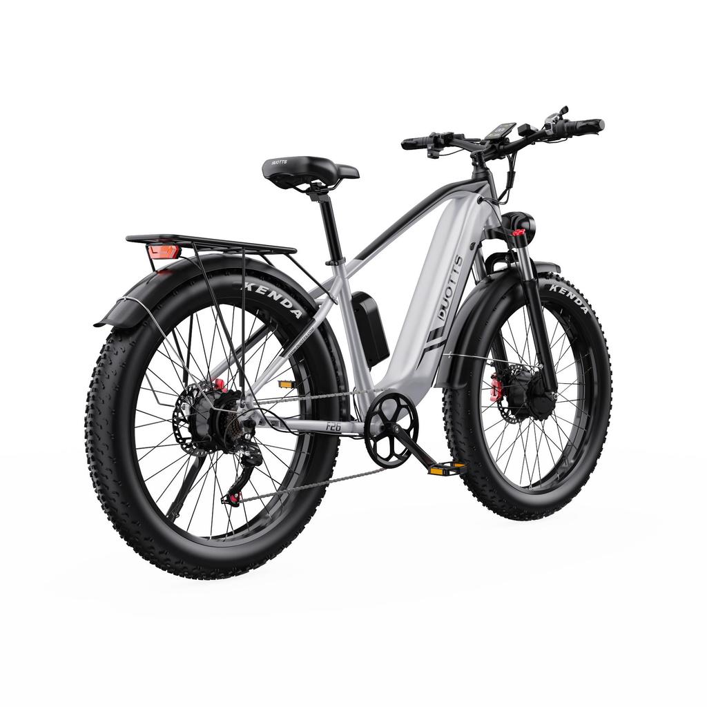 DUOTTS Elektrické kolo F26: Motor 750 W, dojezd 120 km, 26" tlusté pneumatiky, vodotěsnost IPX5, stoupavost 55° (Shimano 7-Speed)