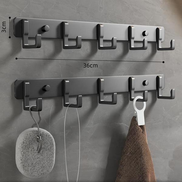 Ganci a 3/5/7 file in alluminio montati a parete gancio portachiavi da parete appendino portasciugamani da parete gancio a parete camera da letto bagno appendiabiti da toilette gancio a fila montato a parete