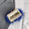 Geantă Satchel Elegantă din Blană Artificială cu Mâner de Perle Geantă de Seară Pufoasă și Moale Portofel de Damă la Modă Geantă de Mână Culoare Solidă cu Închidere Tip Kiss