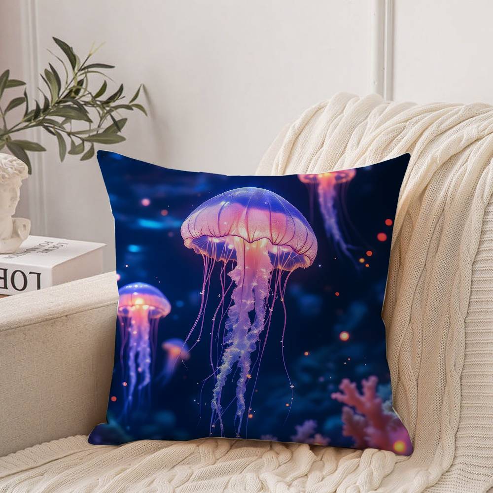 Beautiful Marine Life Jellyfish Pillow Case Home Decor Throw For Sofa Bed Car Room Decor Gift Idea