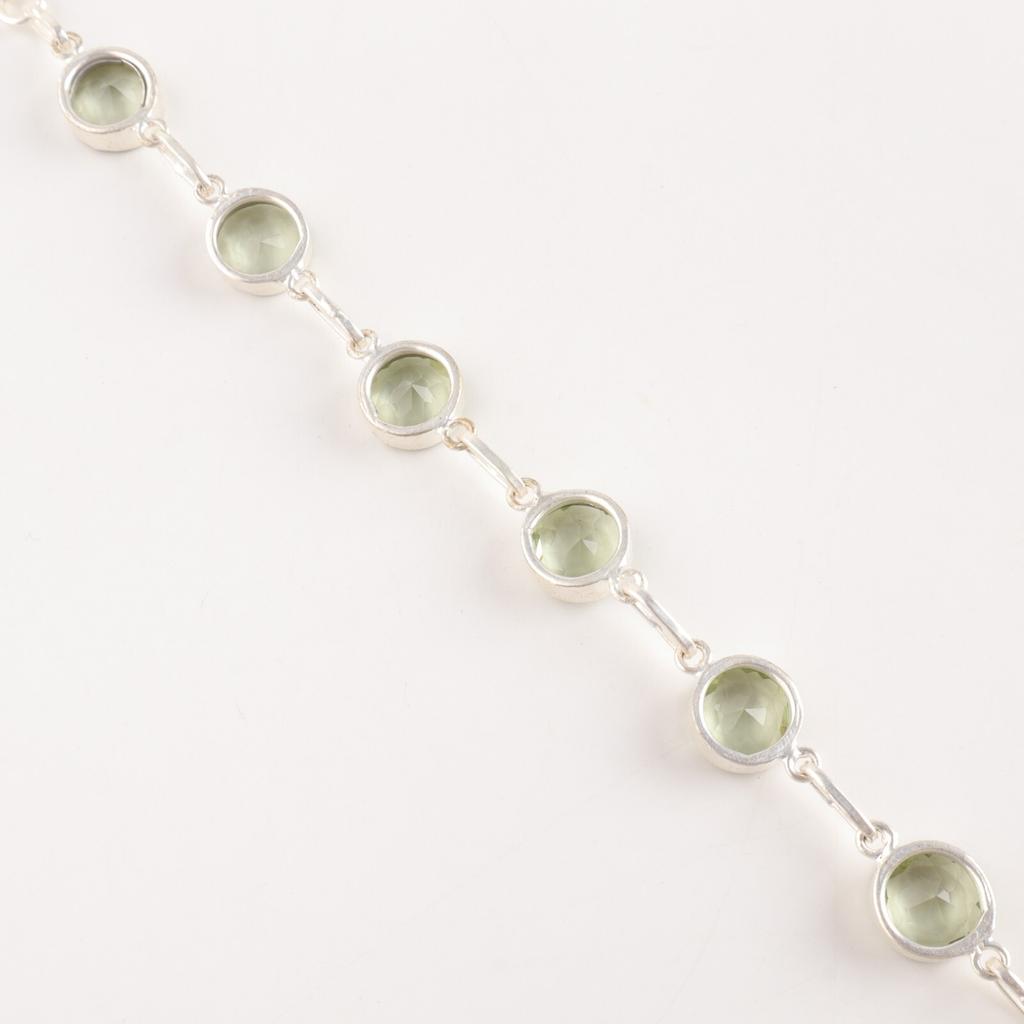 Green Amethyst Gemstone 925 Stamped Silver Handmade Bracelet Fashionable Jewelry RB-14-12