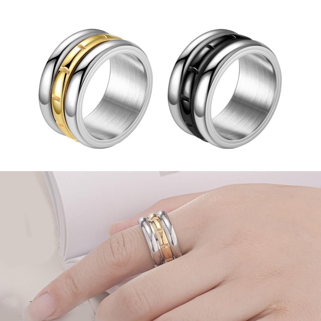 Geometric Three Rings Rotating Finger Ring for Women Fashion Spinning Ring Accessory Elegant Stress Relief Jewelry