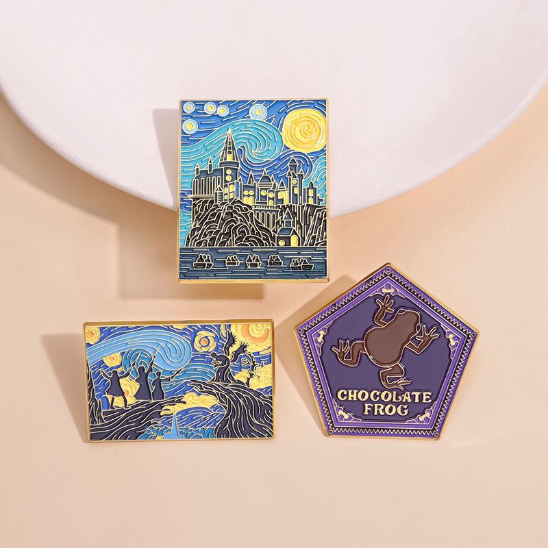 Gogh Artistic Van Inspired Castle Brooch Featuring Stars And Celestial Themes For All