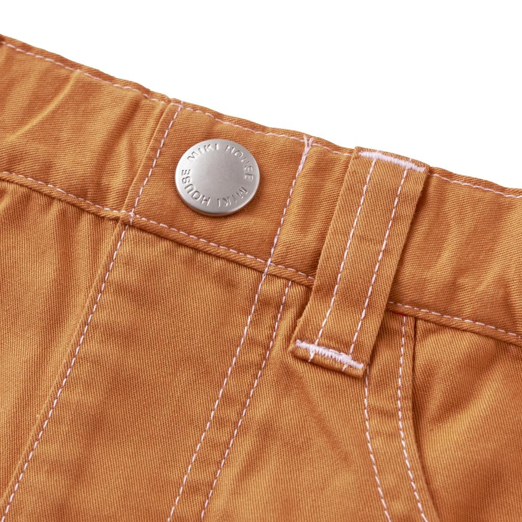 Länge Halb Für Für Hellbraun [Miki House] 6/8 Hose, Hose, Einfarbig, Logo, Schlicht, Jungen, Mädchen, Babys, Kinder, Kinderbekleidung, Kindergarten,