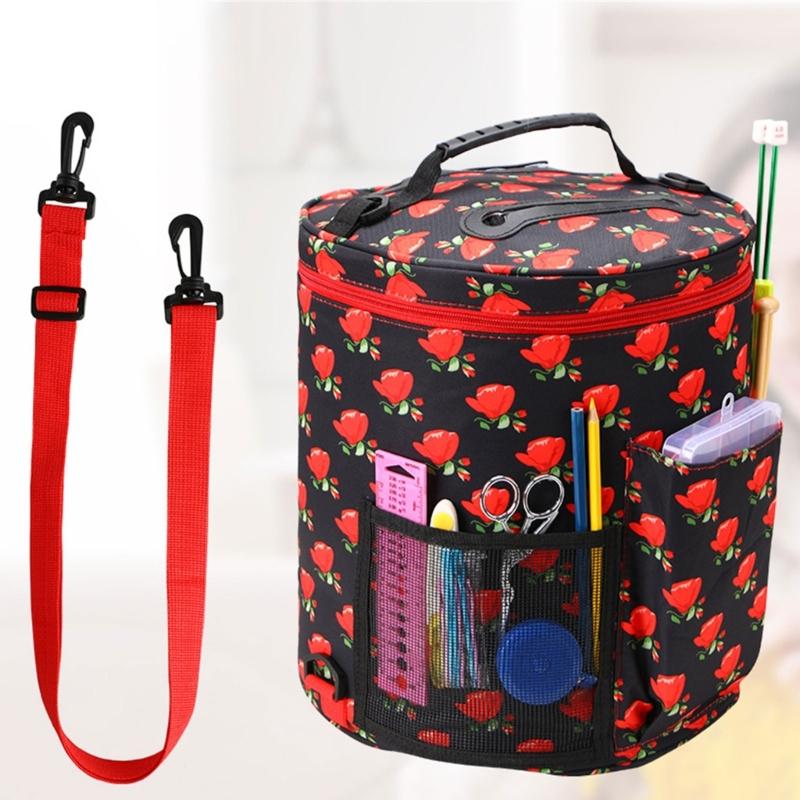 Knitting Tote Bag Crochet Bag Yarn Storage Bag with Compartments for Crochet Hooks, Knitting Needle and Accessories
